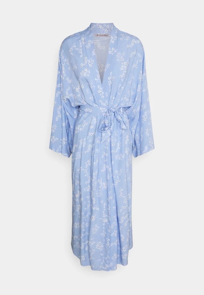 Vêtement De Nuit ANNA FIELD Anna Field Lisha Long Printed Robe Bleu Femme | DCD-0672765